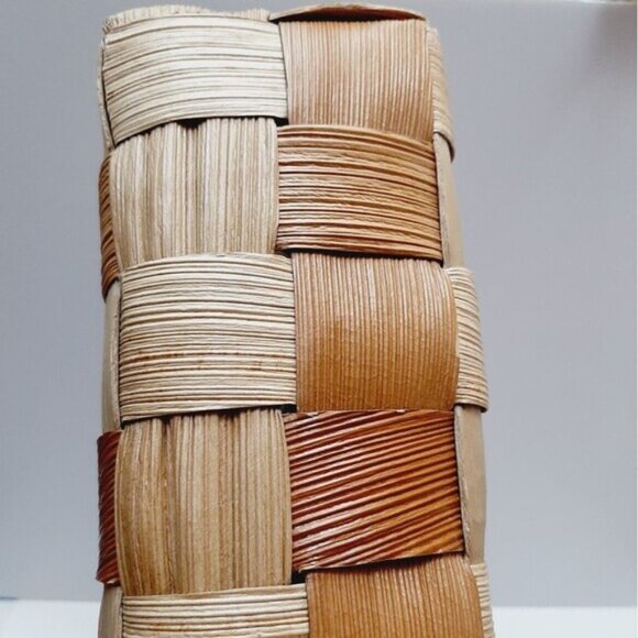 Vintage Hand Made Wide Woven Leaf Large Beach Tote Summer Bag Rope Handle Beige - Picture 13 of 15